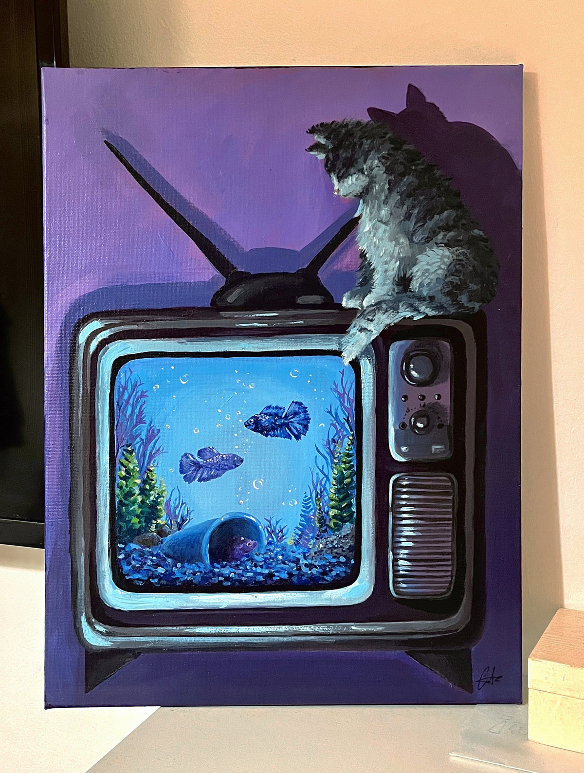"Late Night TV" Original Acrylic Painting