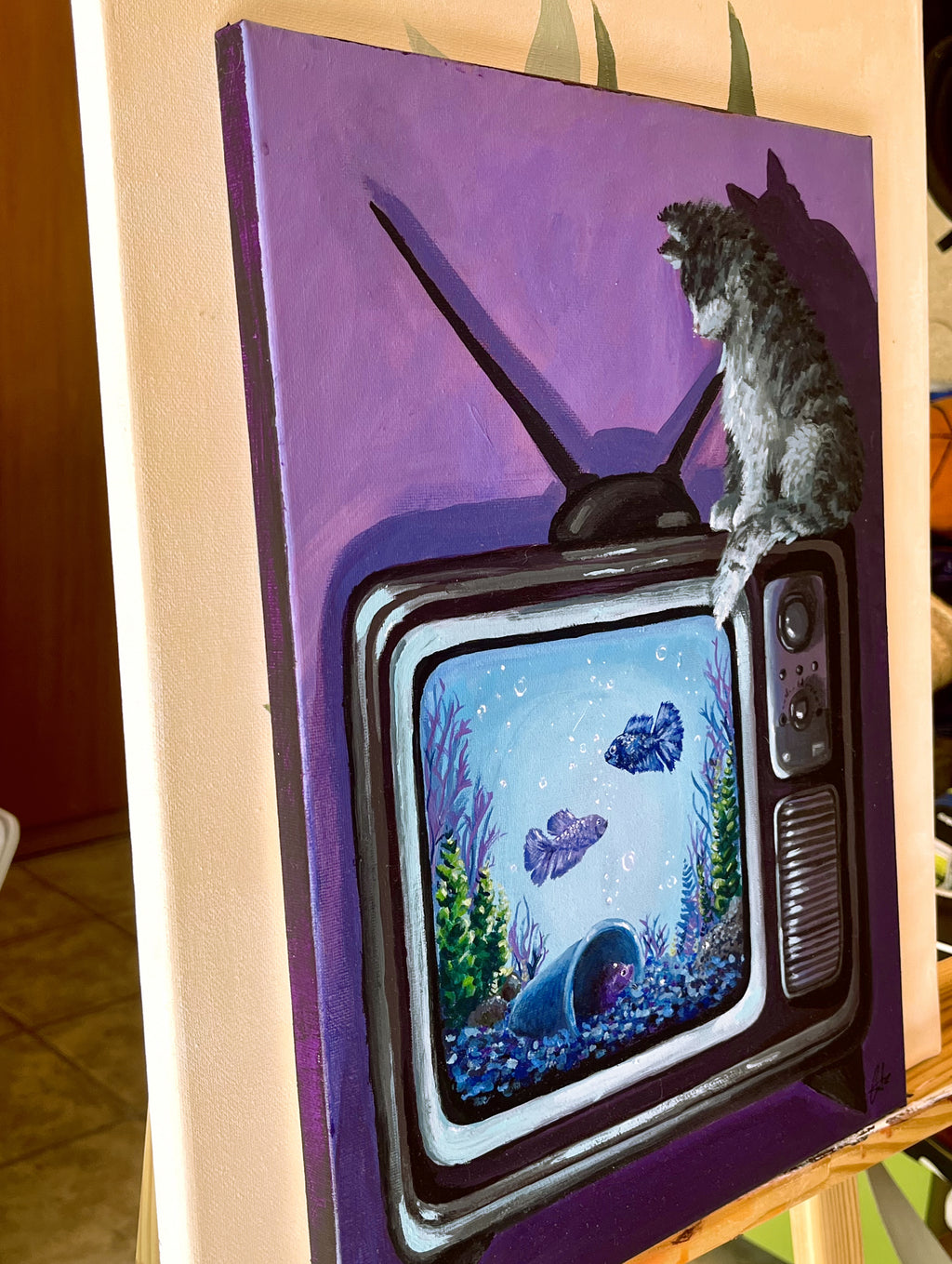 "Late Night TV" Original Acrylic Painting
